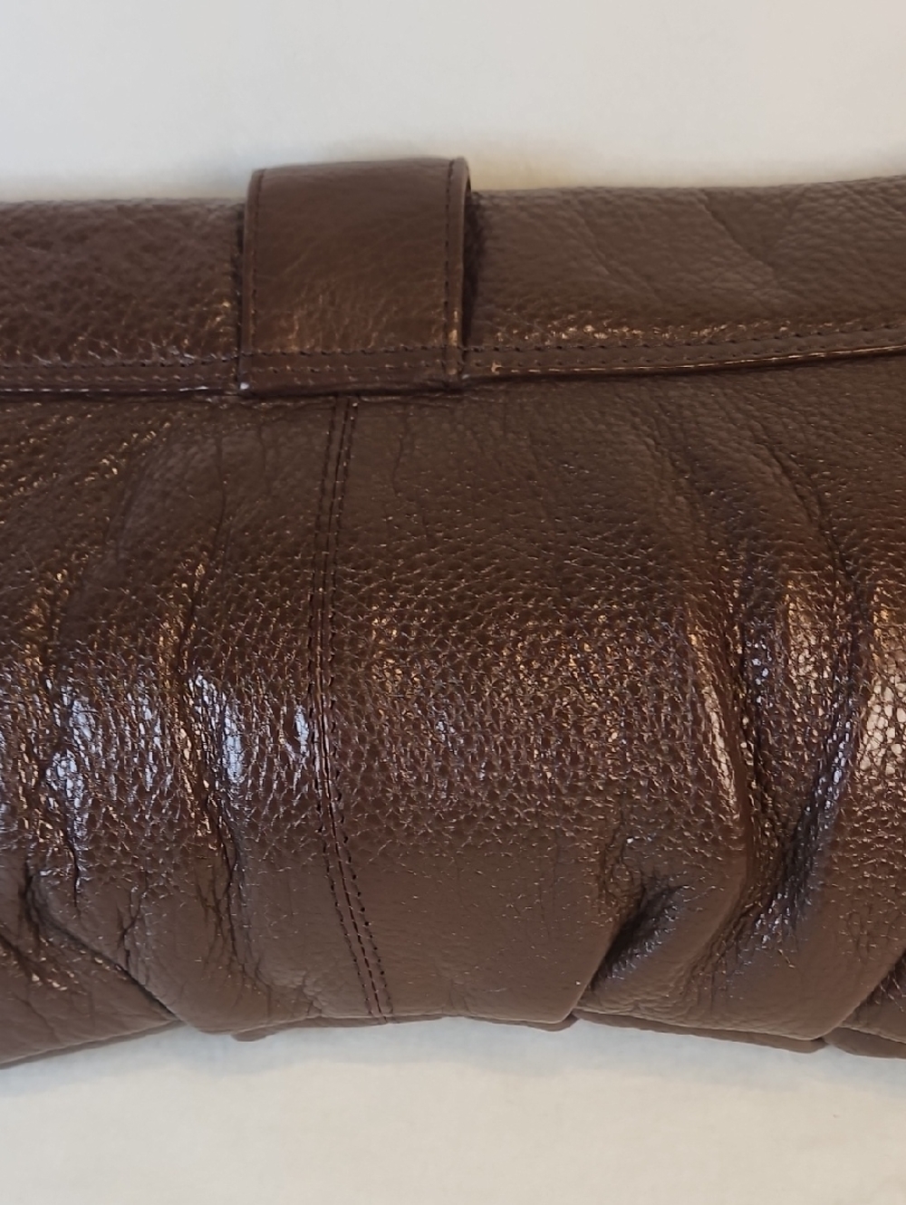 Classic Brown Pebble Genuine Leather Shoulder Bag with Gold Buckle - Picture 10 of 16